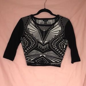 Rue21 Knit Black and White Crop Top
